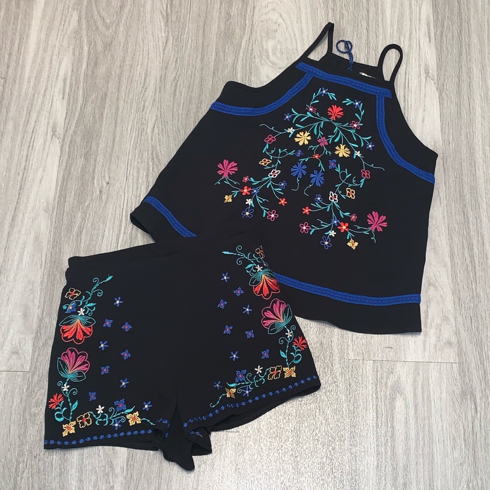 Embroidered Halter with matching shorts